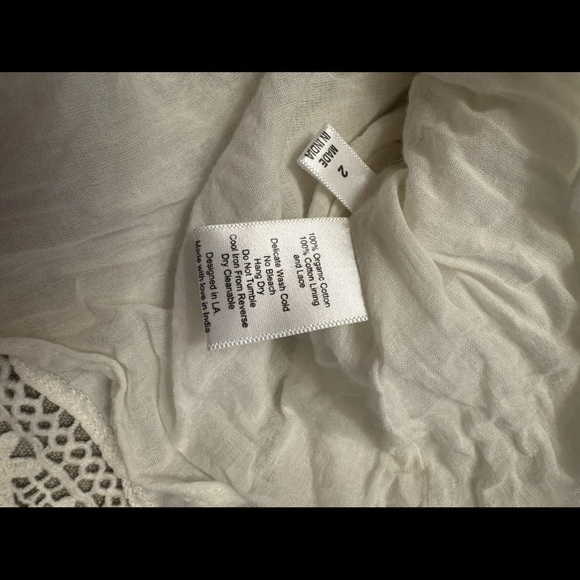 St. Roche Flutter Sleeve Tiered Midi Swing Dress Sz 2 Lace Organic Cotton Ivory - Picture 3 of 11